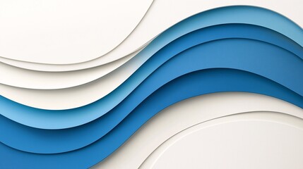 Poster - Abstract Blue Waves: A minimalist design featuring flowing, layered blue waves against a clean white backdrop. This image evokes a sense of tranquility and fluidity.