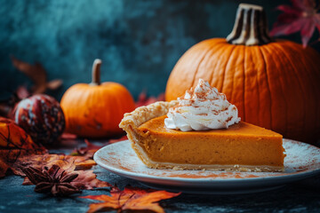 Delicious piece pumpkin pie