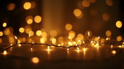 Aufkleber - Glittered vintage lights create a beautiful but defocused background effect in home decor.