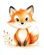 © Robert Kneschke - Adorable watercolor fox illustration with a cute and happy expression for a nursery setting