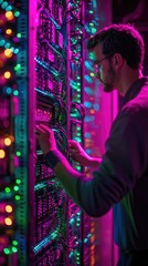 Poster - Technician Working in a Modern Server Room