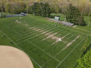 football field aerial view by drone