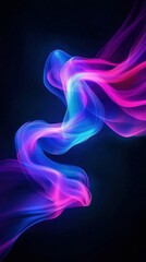 Poster - Abstract swirl of neon colors is blending on a dark background