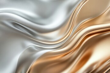 Poster - Abstract background featuring flowing silver and gold liquid