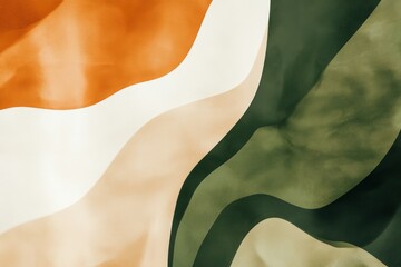 Poster - Abstract background featuring flowing waves of orange, green and white