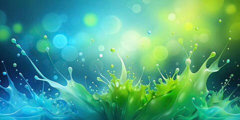 Wall Mural - Close-up abstract background with blue and green splashes