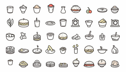 Wall Mural - Food icons set. on transparent background