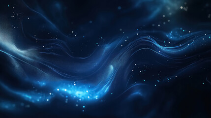 Poster - An abstract background featuring dark blue tones with glowing particles scattered throughout