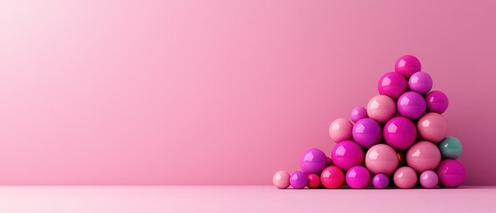 Poster - Pink and Purple Spheres on Pink Background.