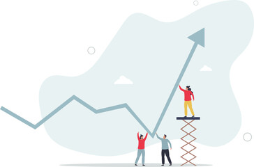 Growth strategy, team collaboration to grow business success, teamwork or partnership to develop or improve work efficiency concept,flat design with people.
