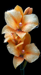 A delicate close-up of a blooming cattleya orchid in a spring garden, showcasing the beauty of nature with its bright petals .