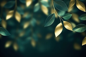 Canvas Print - Green leaves pattern bokeh effect backgrounds lighting nature.