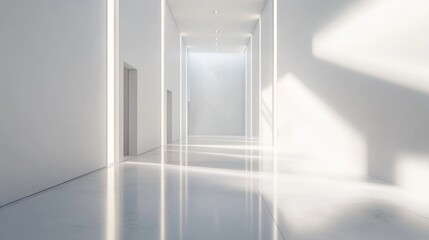 Poster - Modern Empty Gallery with Spotlights – 3D Exhibition Space