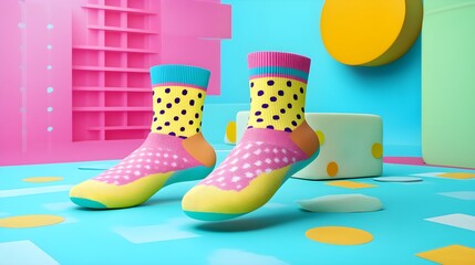 Poster - Colorful Socks on a Minimalist Background