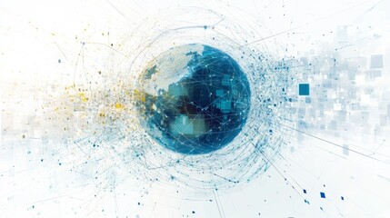 Aufkleber - Digital Globe with Network Lines – Symbolizing Global Connectivity