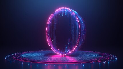 Poster - 3D Digital Tech Circle. Big Data Concept on Dark Background