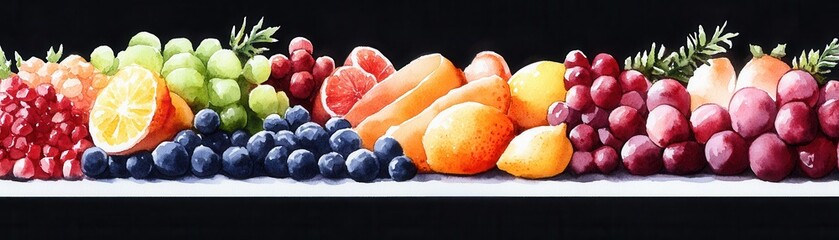 Canvas Print - Watercolor Painting of Assorted Fruits.