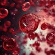 © narin - A longitudinal view of a blood vessel shows a large air bubble in the vessel, blocking the flow of red blood cells.