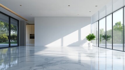 Poster - Minimalist Gallery Space with Blank White Wall