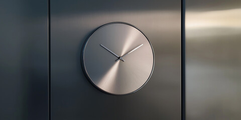 Aufkleber - Modern clock telling time on metallic wall background