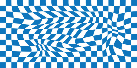 Retro psychedelic checkerboard social media backgrounds set. Groovy wavy y2k checkered vector prints