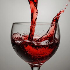 red wine pouring into glass closeup isolated 