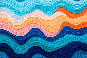 Poster - colorful wavy patterns in various shades of blue, pink, orange, and cream create a vibrant, textured
