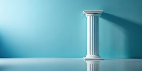 minimalistic light blue background with pillar reflection