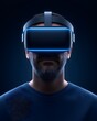© Narit - Man immersed in virtual reality experience with glowing headset