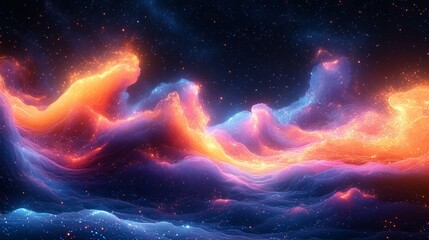 Poster - Against a dark background, neon colors appear in an abstract spiral pattern.