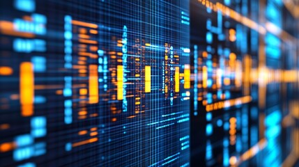 Poster - Futuristic Data Stream Digital Information Flowing, Big Data Concept, Cyberspace Visualization