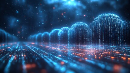 Poster - Cloud computing involves network connections and binary code.