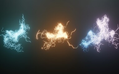 Poster - Abstract representation of colorful electric light trails created against a dark background showcasing dynamic energy flow and movement