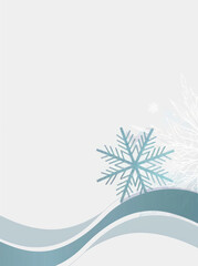 Wall Mural - winter holiday card design with snowflake and abstract blue waves