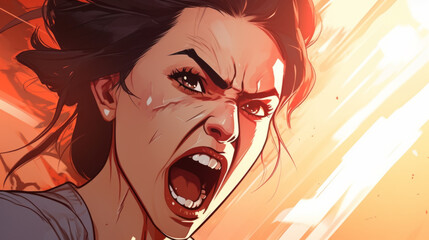 Intense emotion in dramatic artwork â€“ expressive anger in illustrated portrait