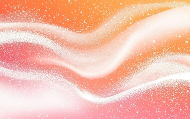 Poster - Colorful abstract wave pattern with sparkling elements on a vibrant orange and pink background in a contemporary design style