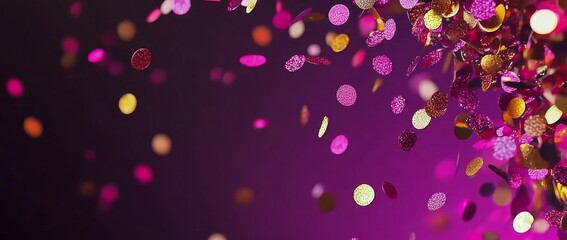 Aufkleber - With flying neon confetti on a purple background, this party is festive and colorful
