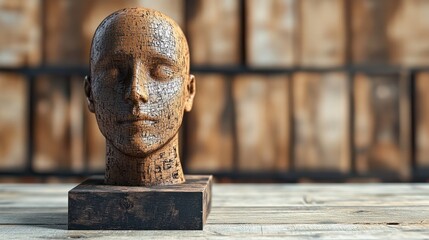 Poster - ein holzstempel ist beschriftet mit dem aufdruck: ki-digitalisierung ã¼ber einem digitalen netzwerk 