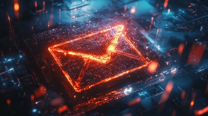 Poster - Email security concept Security protection Email from spam virus and phishing Email fraud Scam mail virus alert hacker Check email notification junk and trash mail and compromised info : Generative A
