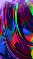Aufkleber - Colorful Abstract Fluid Form with Iridescent Reflections