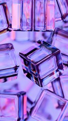 Poster - Vibrant Multicolored Glass Cubes with Abstract Reflections