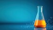 © Johannes - orange solution in science glass flask in blue chemistry school laboratory background