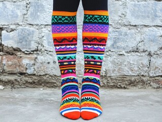 Colorful ankle socks with ethnic patterns, perfect for adding a vibrant touch to any outfit.