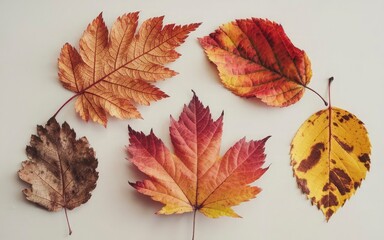 a group of autumn leaves with the word autumn on them.