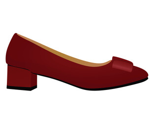 Poster - Red flat heel shoe. vector illustration