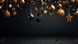 © lisssbetha - Different Christmas black and golden decorations with balls and ribbon bows