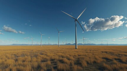 Wall Mural - Wind energy turbines spinning gracefully in an open field, contributing to the renewable energy revolution.