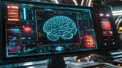 Poster - Futuristic Brain Machine Interface Display