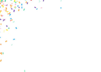 Poster - Colorful confetti streamers create a lively party atmosphere on a crisp white background.