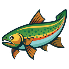 Trout fish vector illustration Isolated white background.